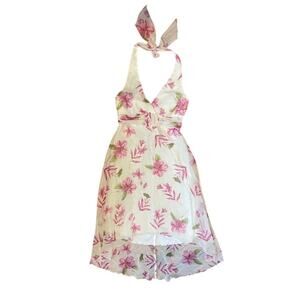 Vintage 90s Y2k Fairycore Floral Sundress Dress Halter Slip Summer
